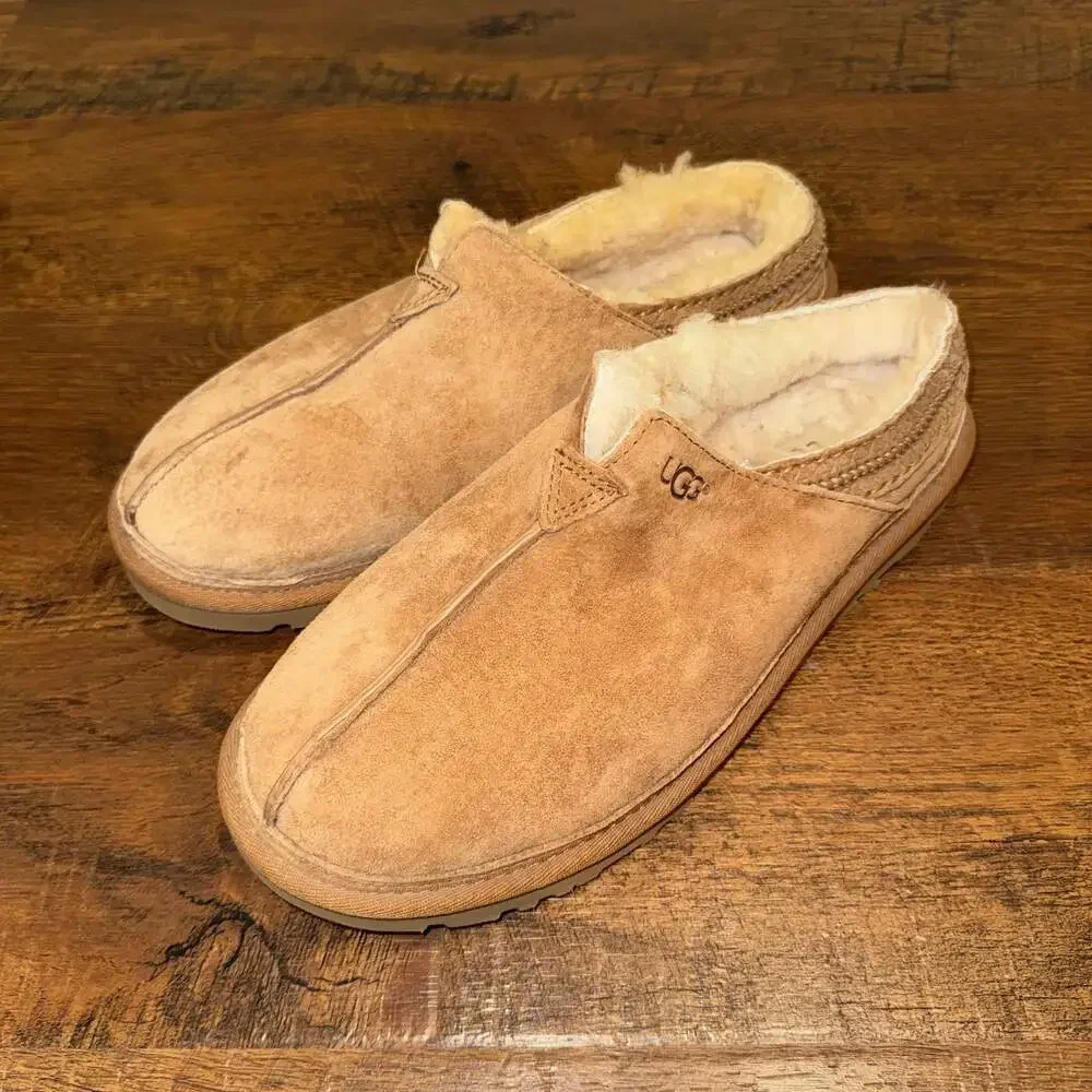 UGG Men’s Tasman Chestnut Suede Shearling Lined Slippers Size 10 Neuman